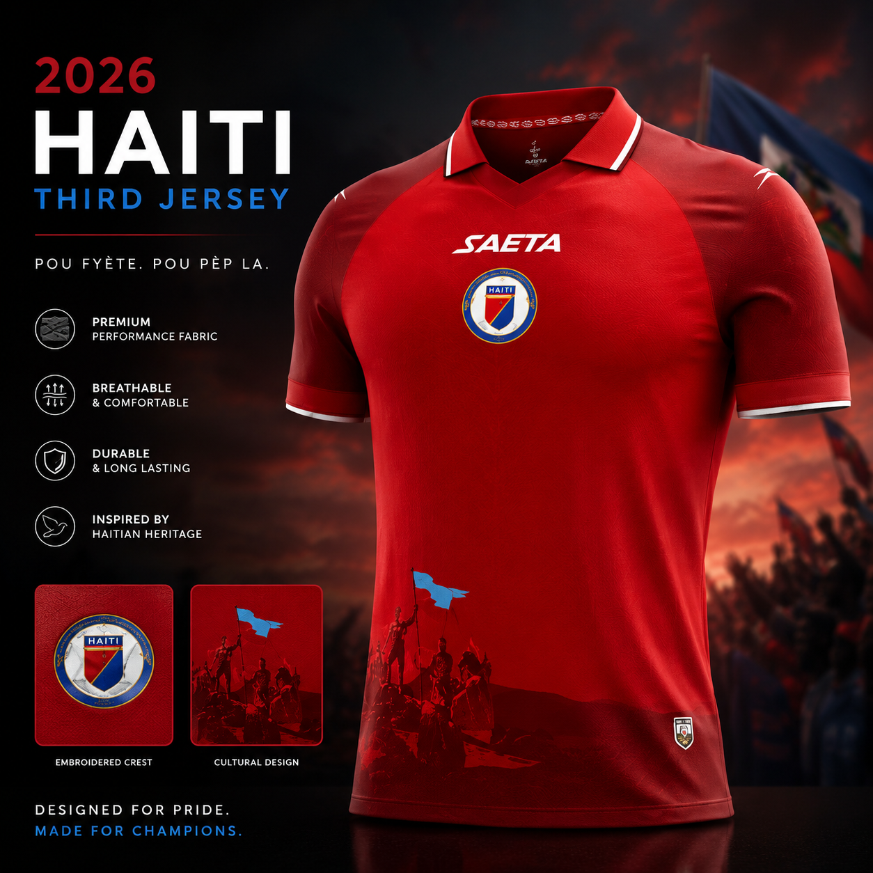 Haitian authentic Saeta Jersey football shirts