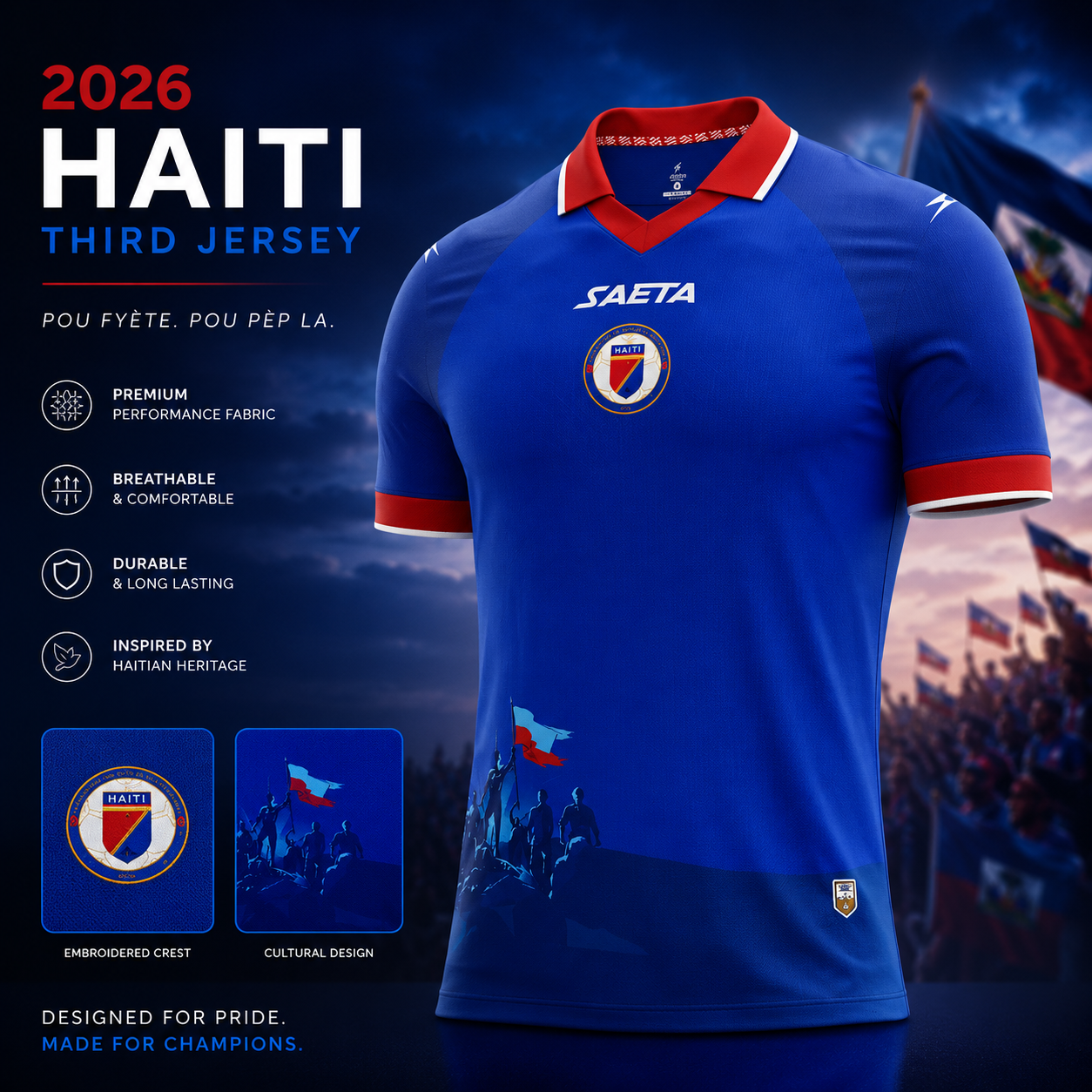Haitian authentic Saeta Jersey football shirts